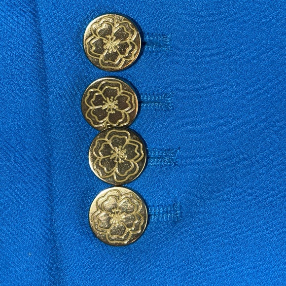 Vintage Mos Mosh Women's Vibrant Blue Double-Breasted Chira Crepa Blazer 💙 🇩🇰 - Picture 8 of 11